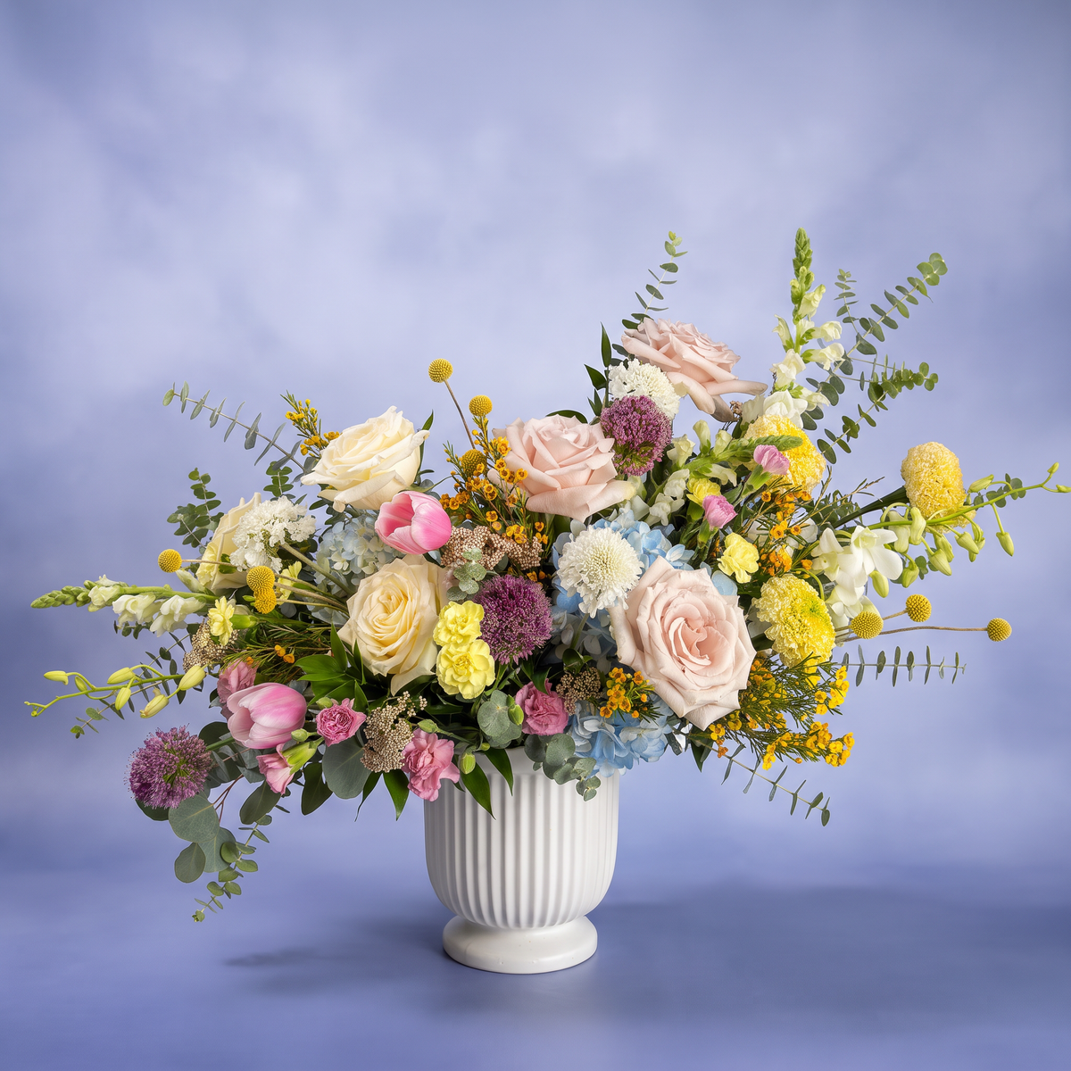 Soft and Pastel white urn