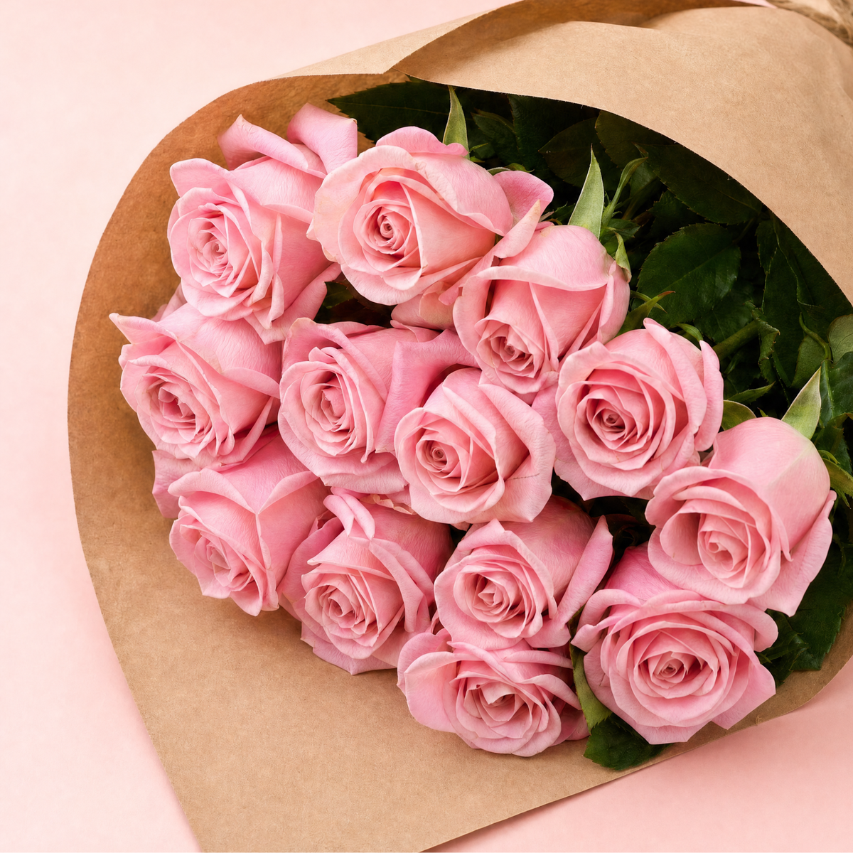 Classic Dozen Pink Roses Wrap