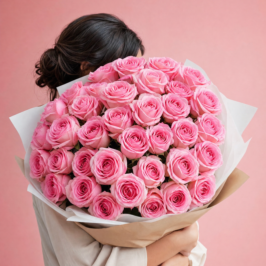 Three Dozen Pink Roses Wrap