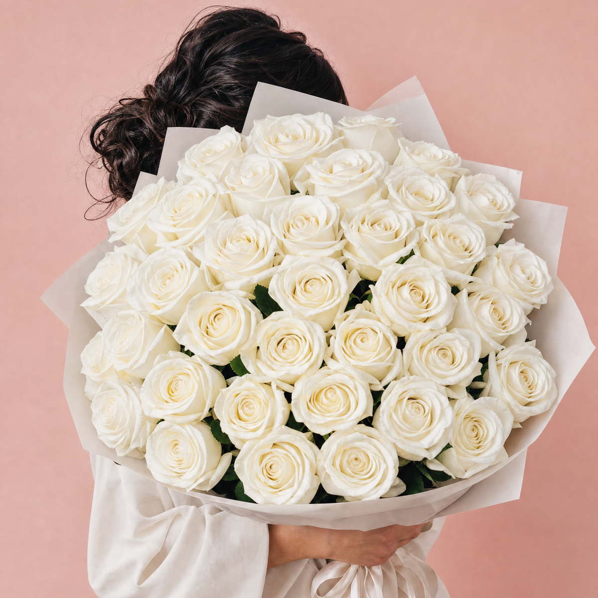Three Dozen White Roses Wrap