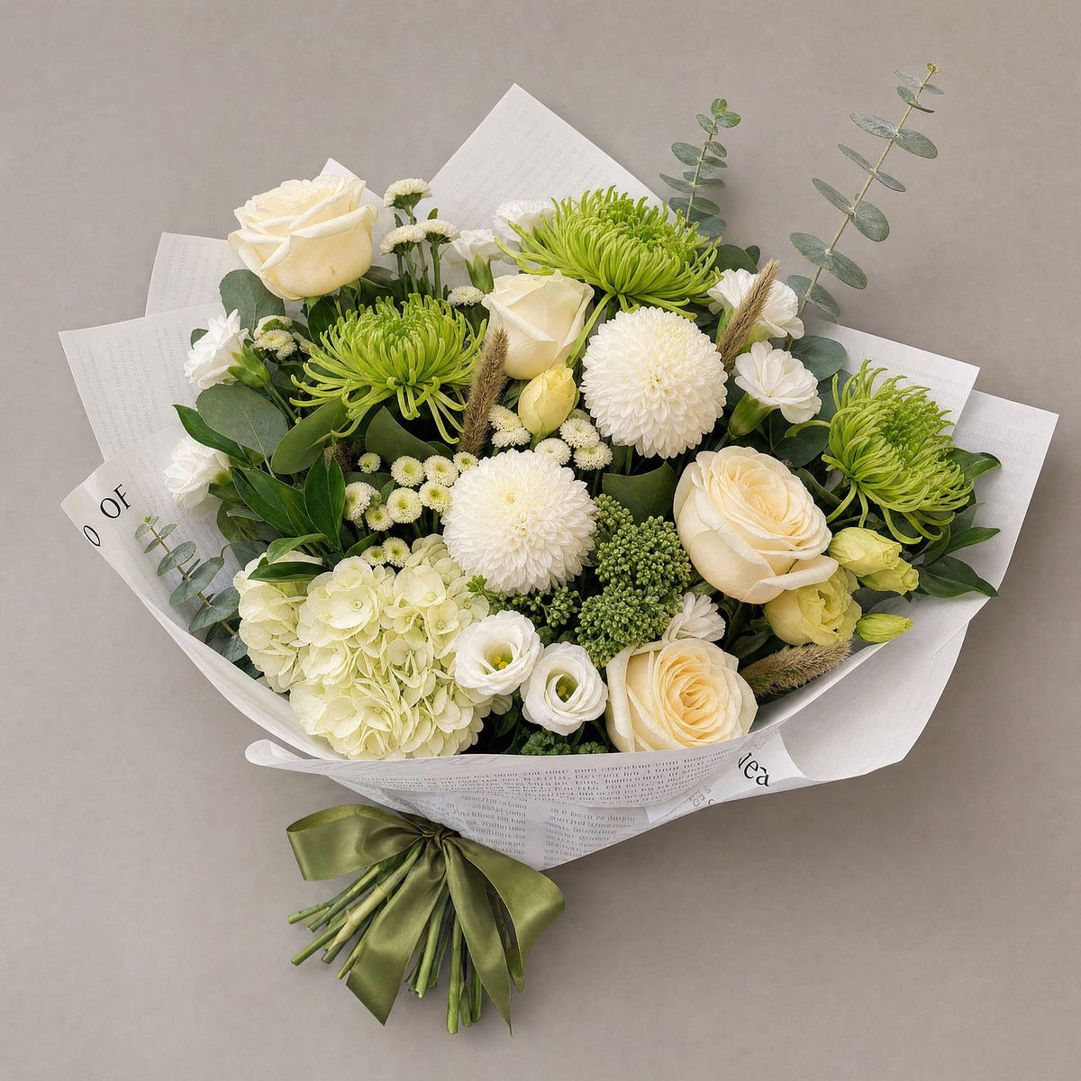 White and Green rose vase wrap