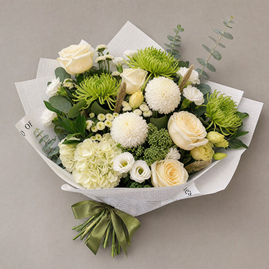 White and Green rose vase wrap