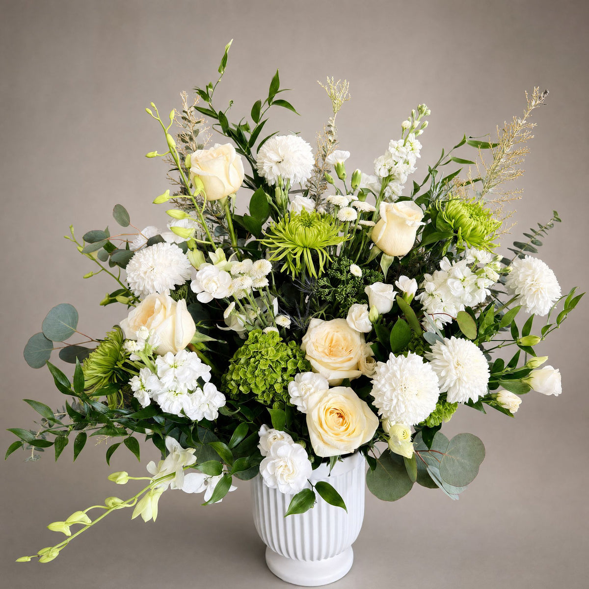 White and Green white urn