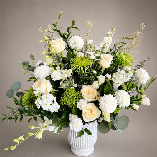 White and Green white urn