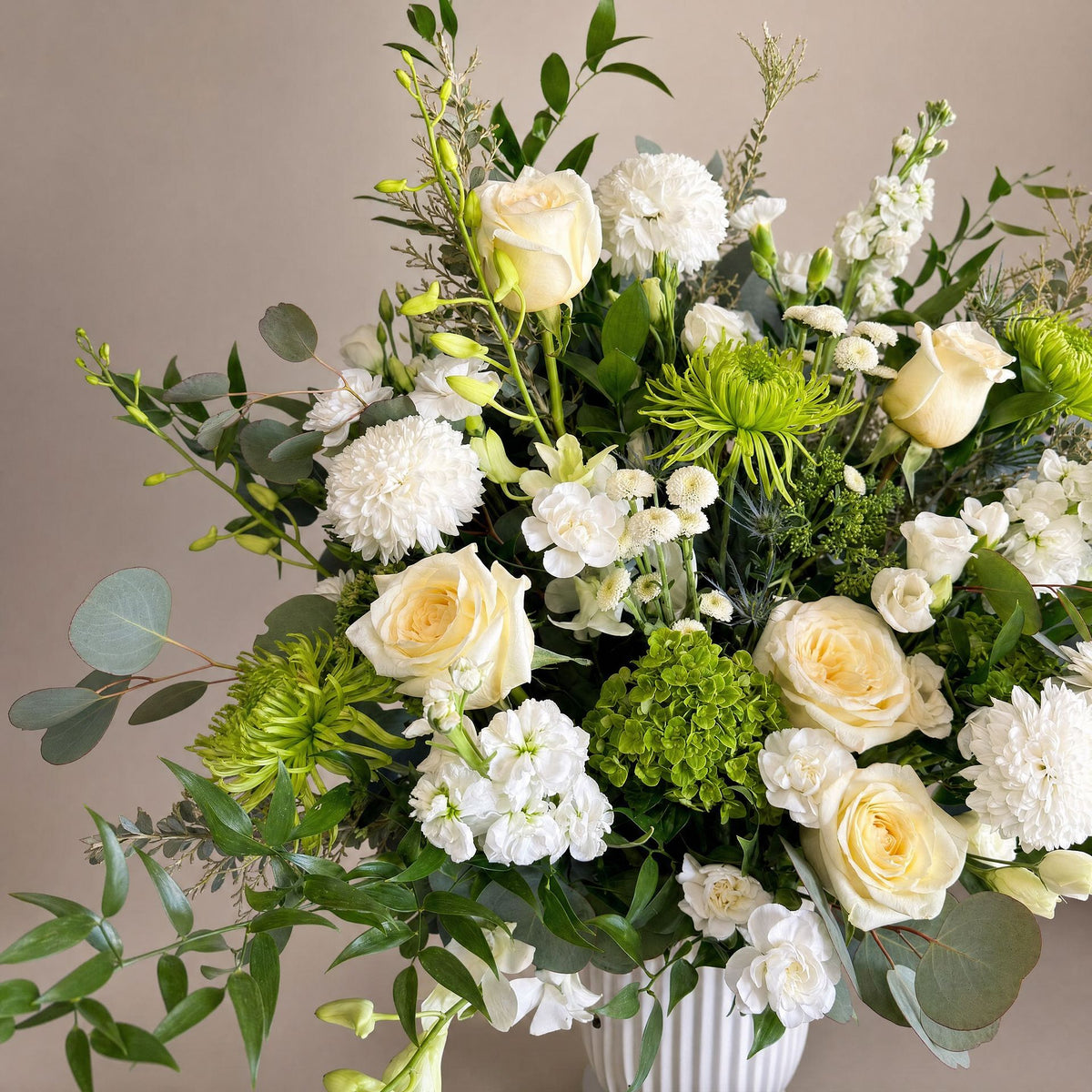 White and Green white urn
