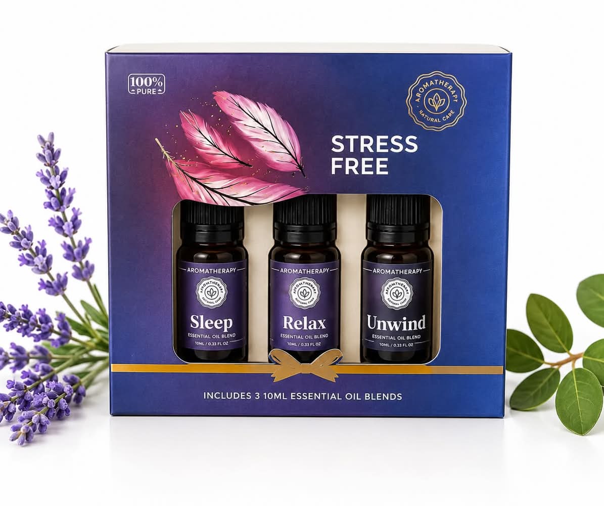 Stress Relief Essential Oil Gift Set | Sleep, Relax & Unwind Aromatherapy Collection